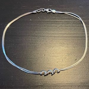 925 Sterling Silver 11” Ankle Bracelet with Silver Dolphins
